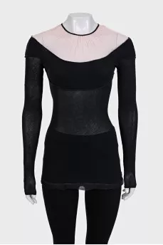 Black long sleeve with transparent inserts