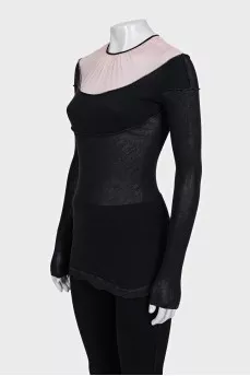 Black long sleeve with transparent inserts