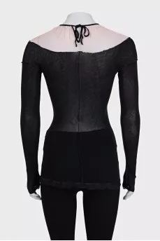 Black long sleeve with transparent inserts