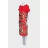 Red dress with printed silk insert