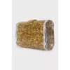 Acrylic clutch decorated with gold glitter