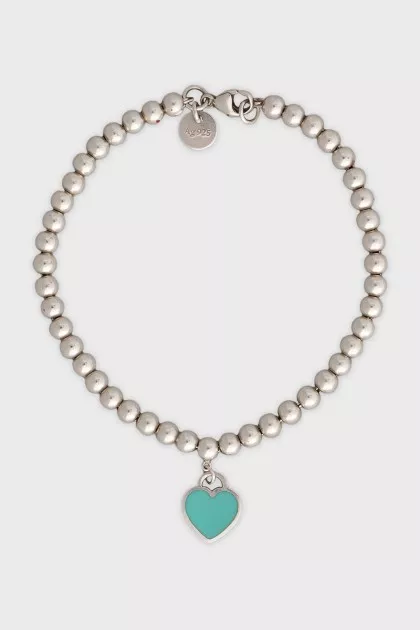 Silver bracelet with enamel pendant