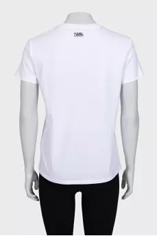 White straight-cut printed t-shirt