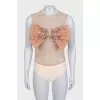 Beige bodysuit with a voluminous bow