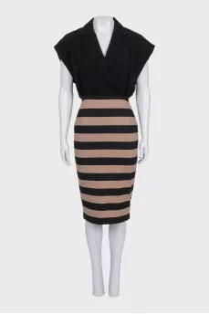 Fitted striped dress with tag