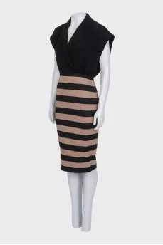 Fitted striped dress with tag