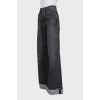 Gray flared jeans with patch pockets