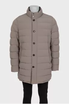 Men's down jacket with a zipper and buttons