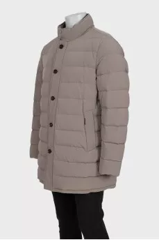 Men's down jacket with a zipper and buttons