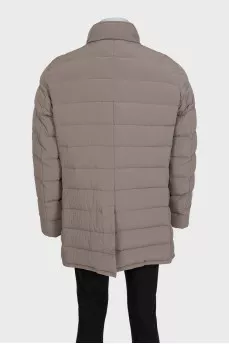 Men's down jacket with a zipper and buttons
