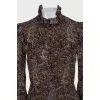 Straight printed dress with buttons