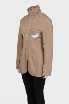 Brown denim jacket with a cutout