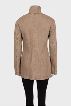 Brown denim jacket with a cutout
