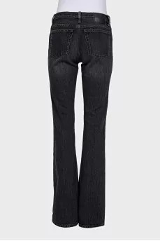 Black flared jeans with patch pockets