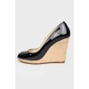 Patent leather wedges
