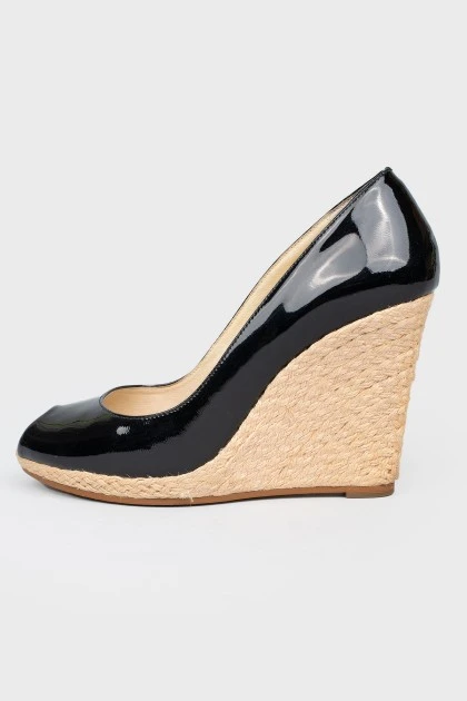 Patent leather wedges