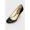 Patent leather wedges