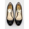 Patent leather wedges