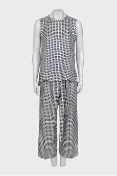 Blue suit with printed trousers