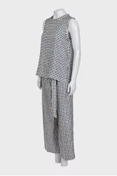 Blue suit with printed trousers