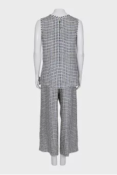 Blue suit with printed trousers