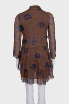 Silk brown printed dress