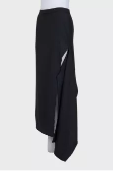 Asymmetrical wool skirt with a slit