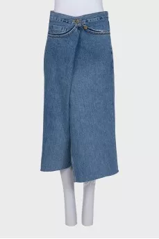 Blue denim asymmetrical skirt