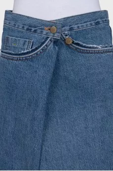 Blue denim asymmetrical skirt