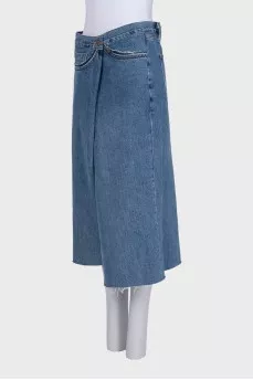 Blue denim asymmetrical skirt