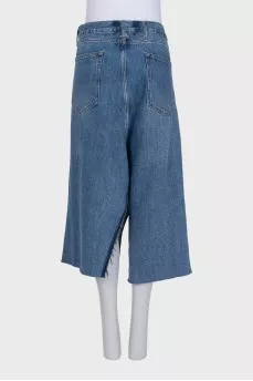 Blue denim asymmetrical skirt