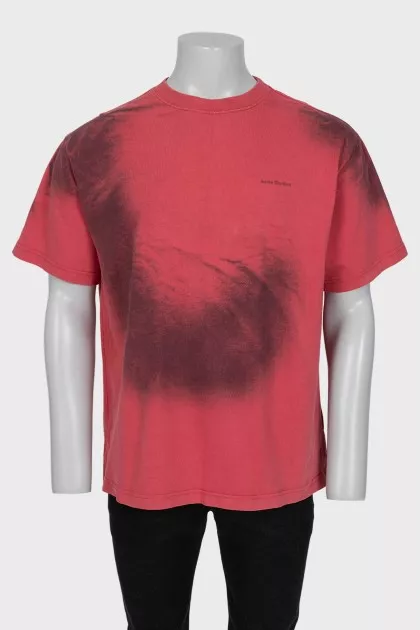 Men's red oversized printed T-shirt