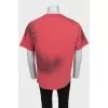 Men's red oversized printed T-shirt