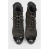 Ankle boots with patent toecap
