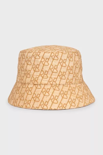 Straw Panama hat with embroidered logo
