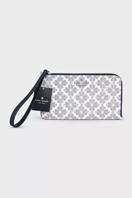 White floral print wallet with tag