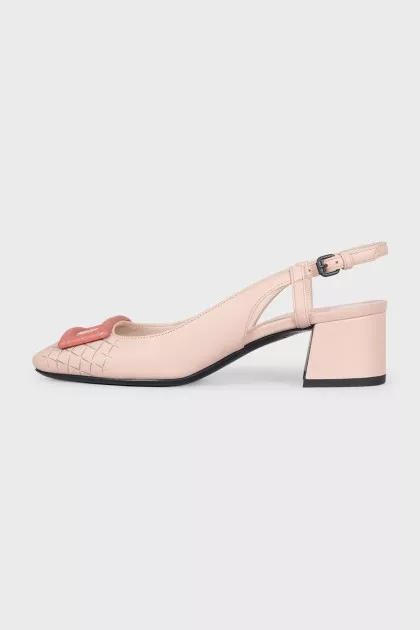 Leather slingbacks with contrast buckle