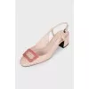 Leather slingbacks with contrast buckle