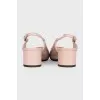 Leather slingbacks with contrast buckle