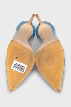 Light blue leather shoes with transparent inserts