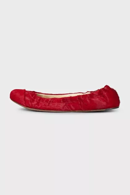 Red pony skin ballet flats