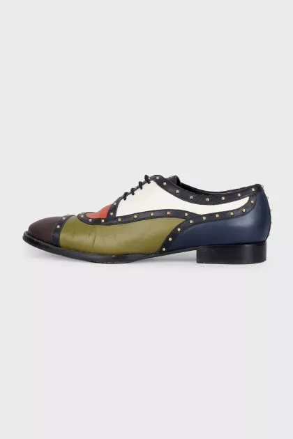 Leather lace-up shoes with decoration