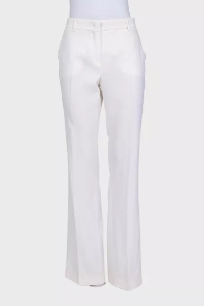 White wool high-waist trousers