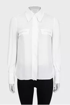 Straight-cut shirt with embroidered logo