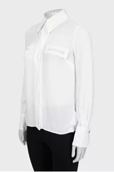 Straight-cut shirt with embroidered logo