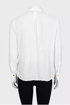 Straight-cut shirt with embroidered logo