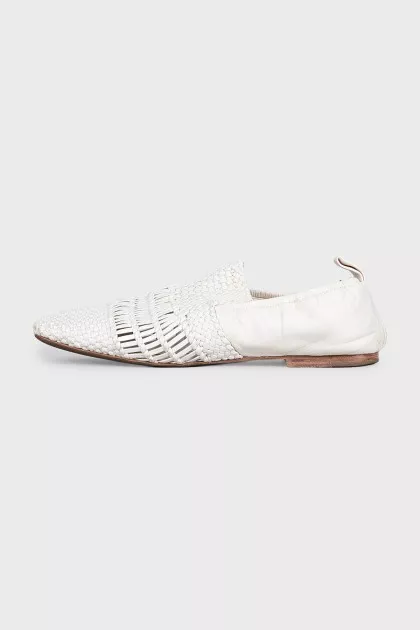Woven leather moccasins