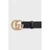 Black leather belt with logo buckle