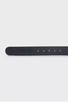 Black leather belt with logo buckle