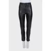 Black tapered lambskin trousers